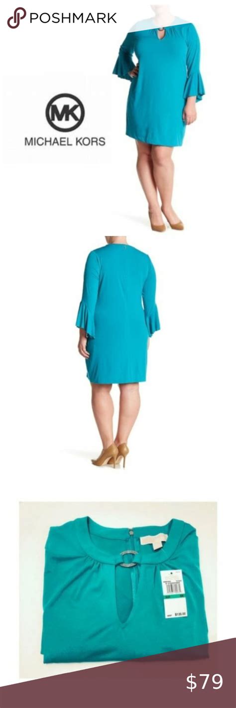 michael michael kors provence ruffle detail knit dress teal green|macy's Michael Kors dress.